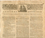 Detail of a Philadelphia newspaper printed during the War of Independence, 1779. Click anywhere in this graphic to see a larger scan.
