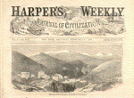 This issue of 1866 Harper's Weekly shows a town in the Colorado Terrirtoy. Click anywhere in this graphic to see a full size scan.