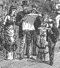 1876 wood engraving of an American family with their newspapers.